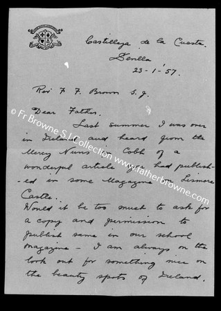 CORRESPONDENCE TO FR.BROWNE FROM ALOYSIUS MURPHY